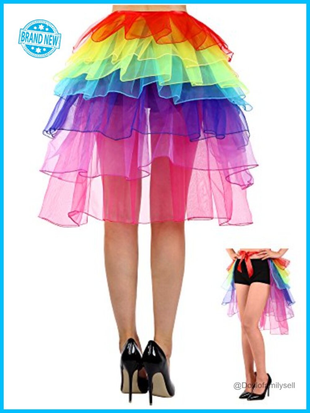 SATINIOR Women's Rainbow Tutu Skirt 7-Layer Tulle Cosplay Bustle Dance Costume
